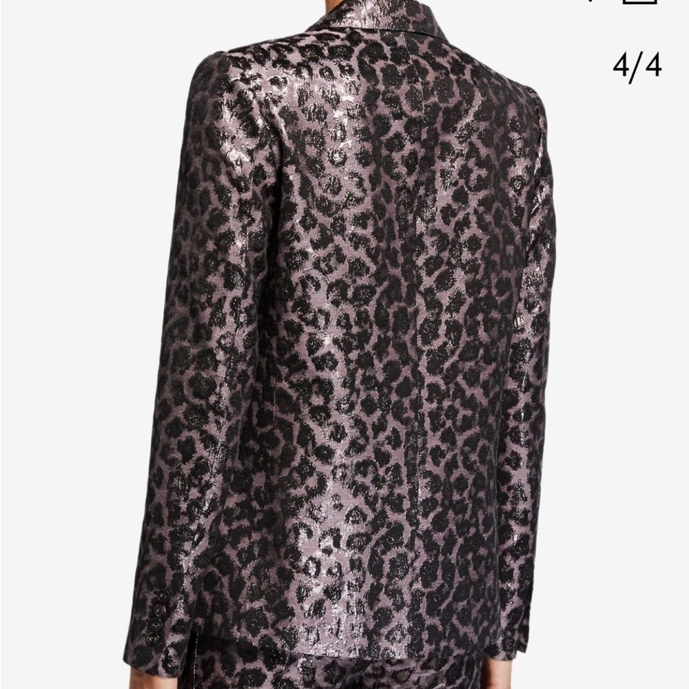 Tanya Taylor Analiese Metallic Leopard Print Blazer Size 8 - Picture 2 of 9
